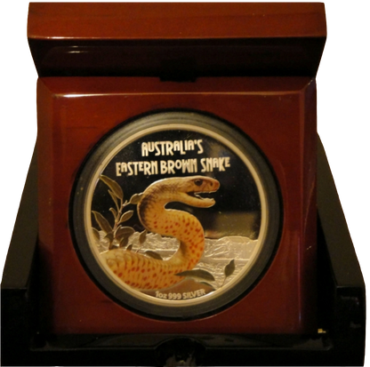 2010 Perth Mint Deadly & Dangerous Eastern Brown Snake 1oz Proof Silver Coin