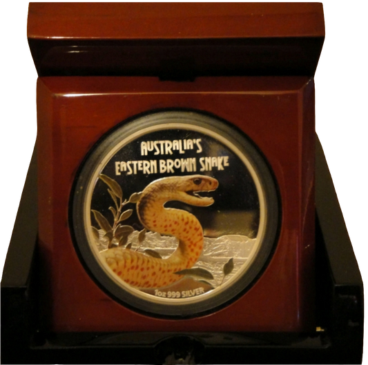 2010 Perth Mint Deadly & Dangerous Eastern Brown Snake 1oz Proof Silver Coin
