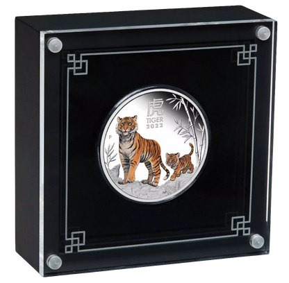 2022 Perth Mint Lunar Series III Year of the Tiger 1/2 oz Silver Coloured Proof Coin