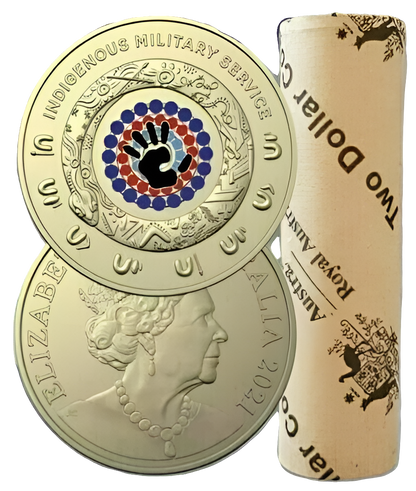 2021 Royal Australian Mint Indigenous Military Services Coin Mint Roll Head/Tails