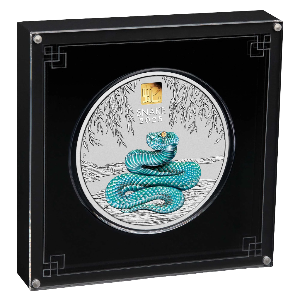 2025 Perth Mint Lunar Snake 1 Kilo Silver Coloured Proof Coin