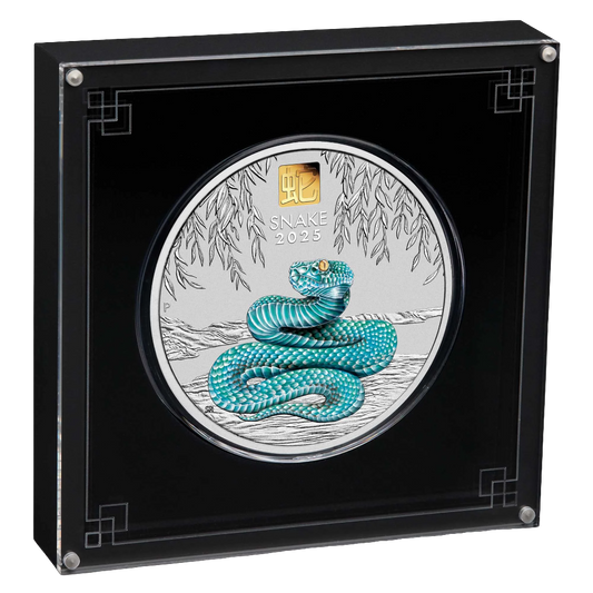 2025 Perth Mint Lunar Snake 1 Kilo Silver Coloured Proof Coin