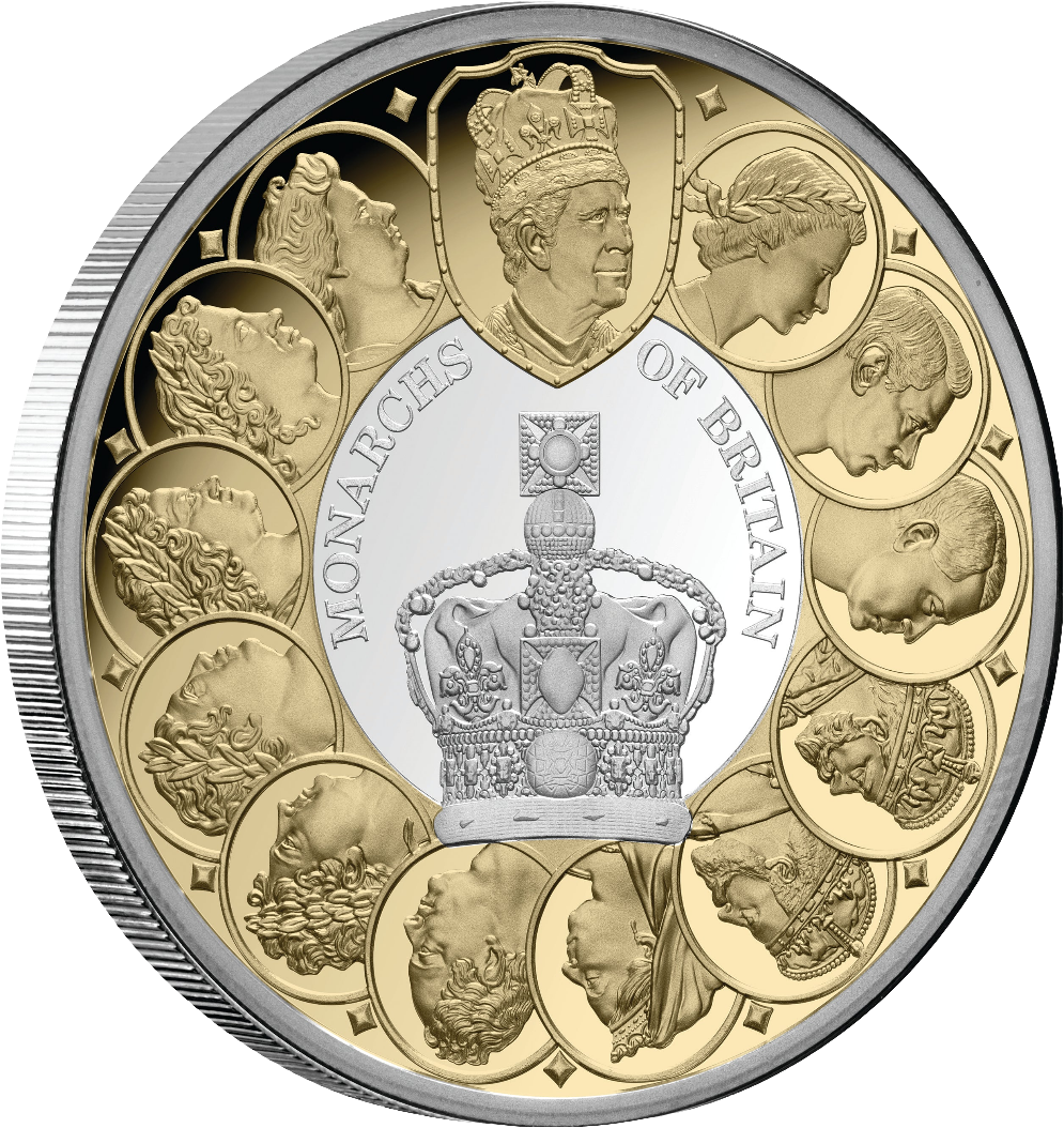 2025 Niue Monarchs of Britain – $1 Gold-Plated 1oz Silver Proof Coin