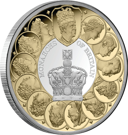 2025 Niue Monarchs of Britain – $1 Gold-Plated 1oz Silver Proof Coin
