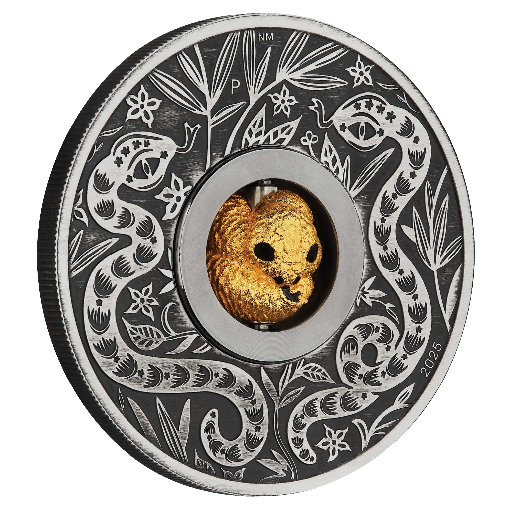 2025 Perth Mint Lunar Snake Rotating Charm 1oz Silver Antiqued Coin