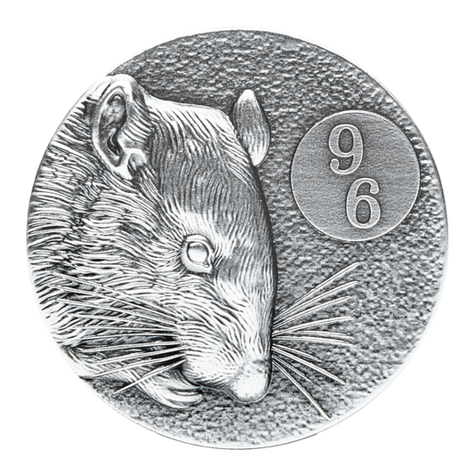 2020 Niue Rat Chinese Zodiac Series 2oz Antiqued Silver Coin