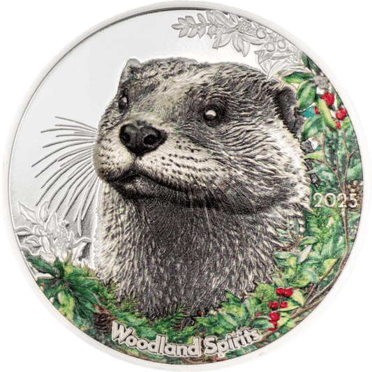 2025 Mongolia Woodland Spirits Otter 1oz Silver Proof Coloured Coin