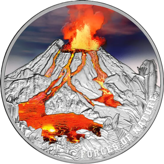 2023 Forces Of Nature – Volcano 2oz Silver Proof PAMP Coin
