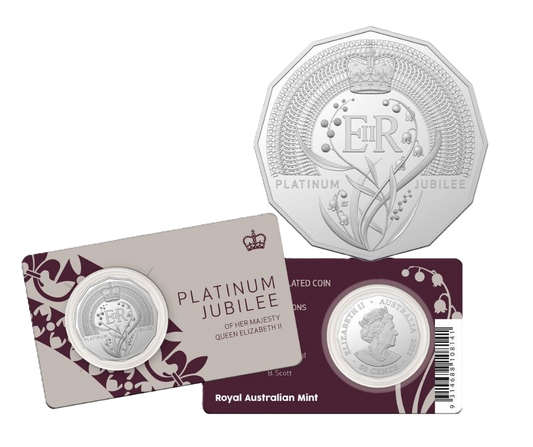 2022 RAM Queen Elizabeth II Platinum Jubilee 50c Unc Coin on Card