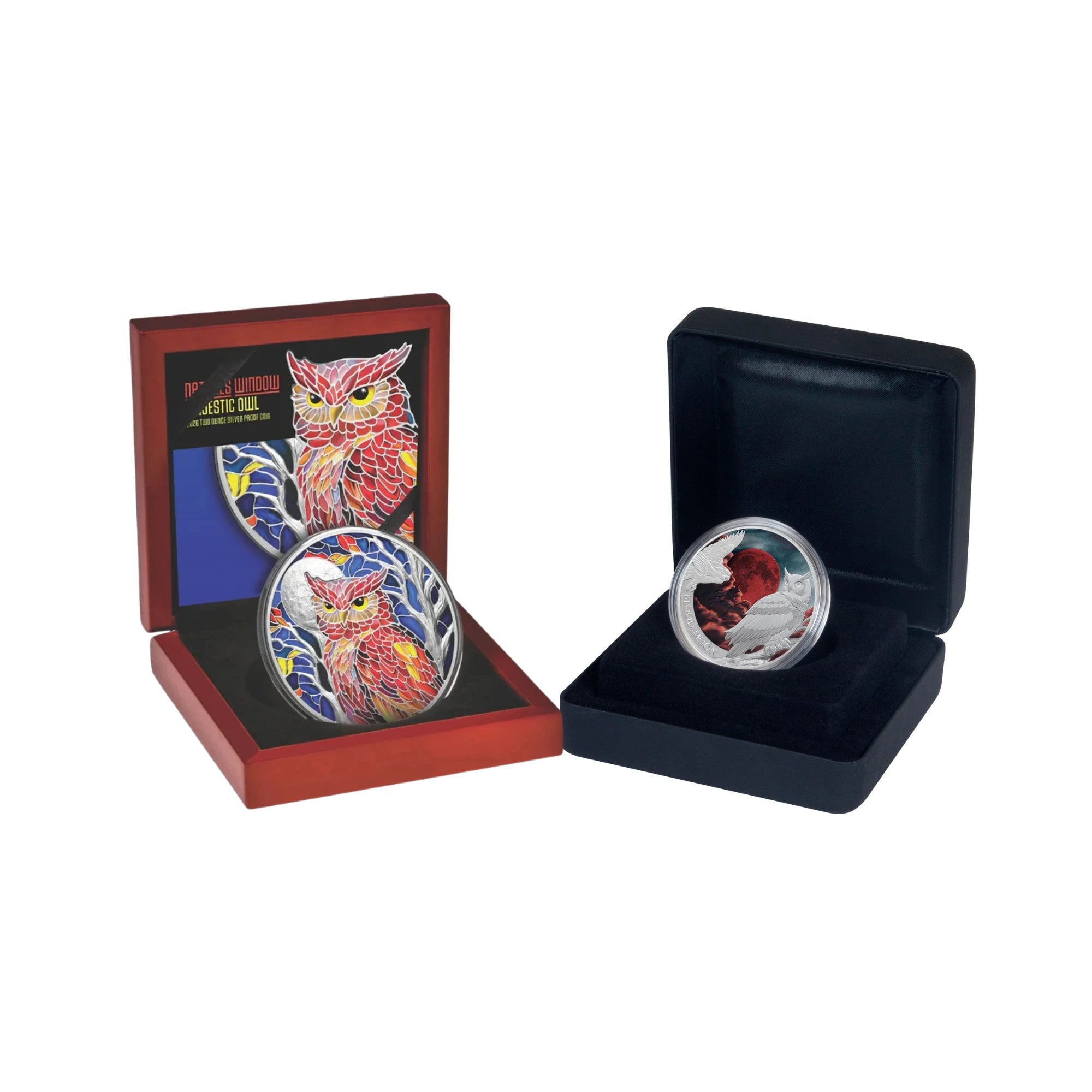 2026 Niue Owl 2oz & Blood Moon 1oz Silver Proof 2 Coin Collection