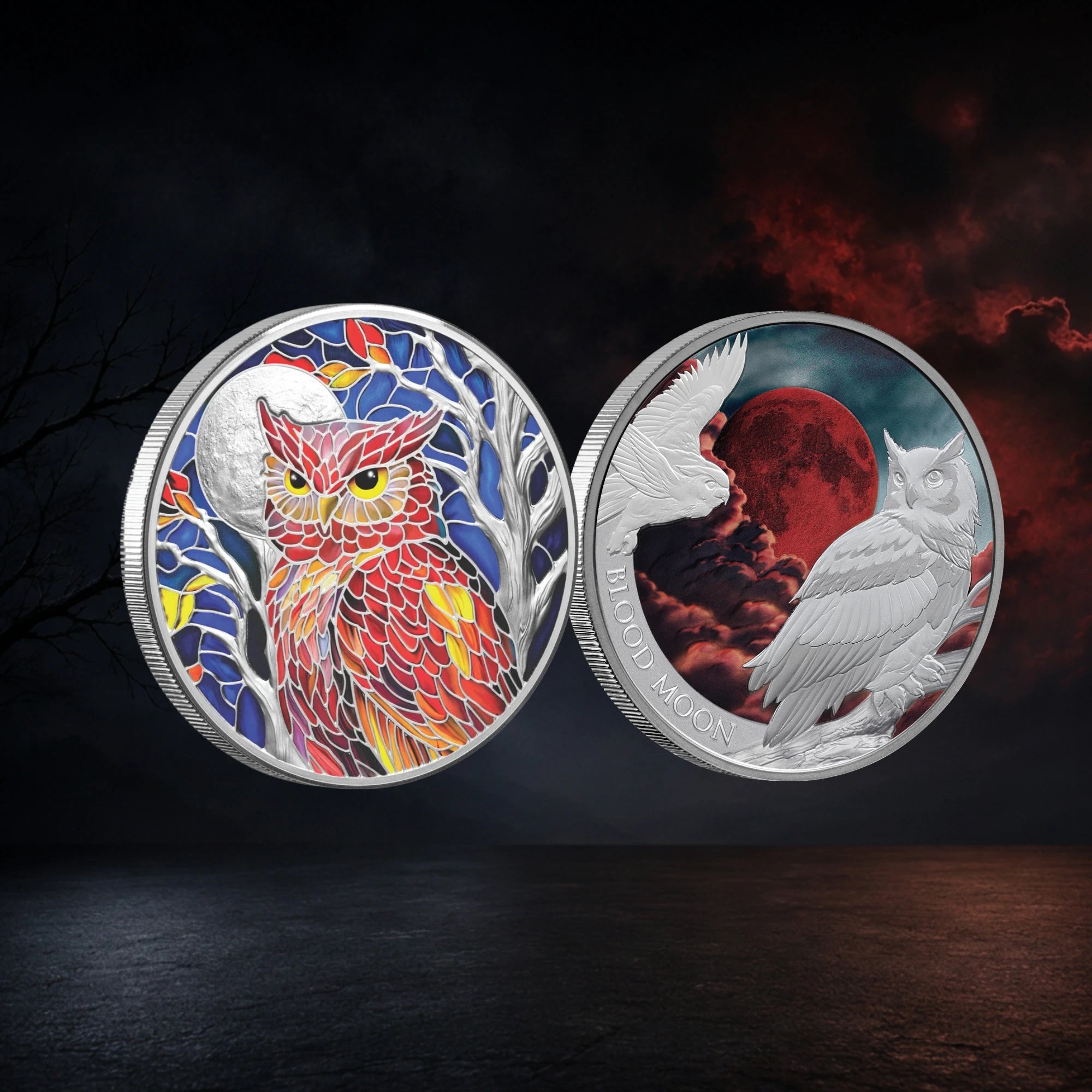 2026 Niue Owl 2oz & Blood Moon 1oz Silver Proof 2 Coin Collection