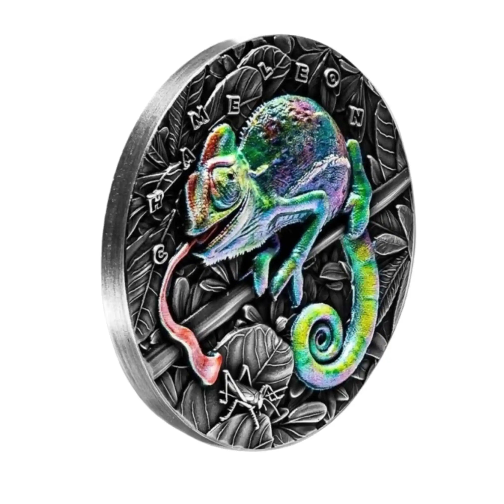 2021 Niue Chameleon 3oz Antiqued HR Silver Coin