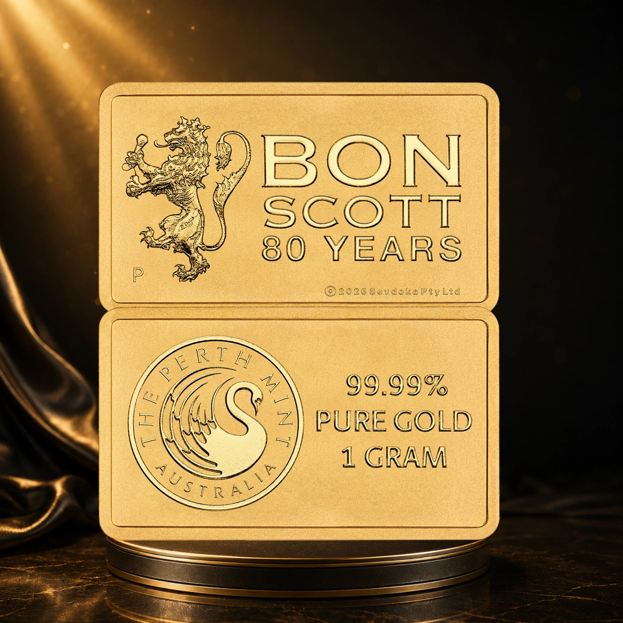 2026 Perth Mint Bon Scott 1g Gold Minted Bar