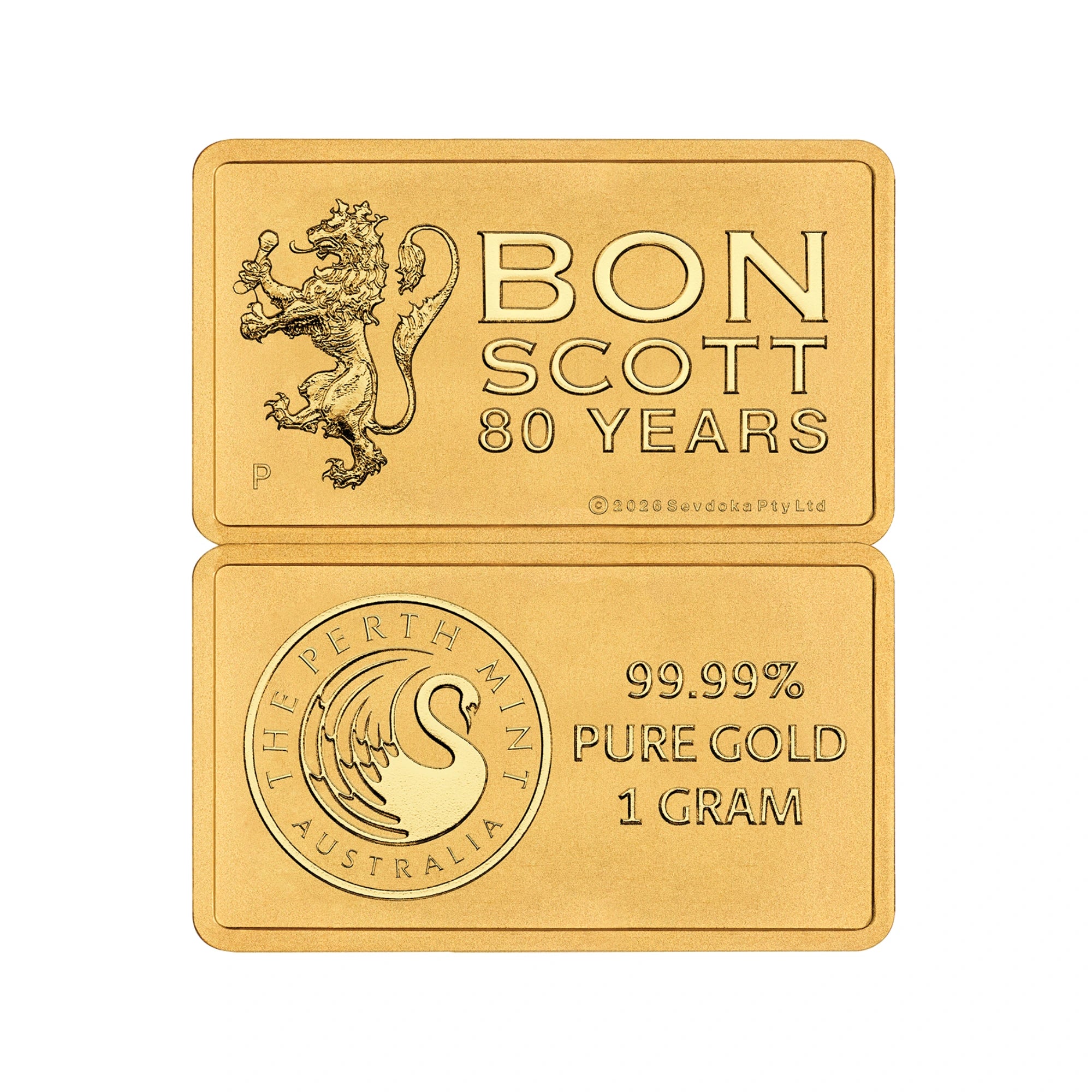 2026 Perth Mint Bon Scott 1g Gold Minted Bar