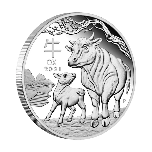 2021 Perth Mint Lunar Ox 1/2oz Silver Proof Coin
