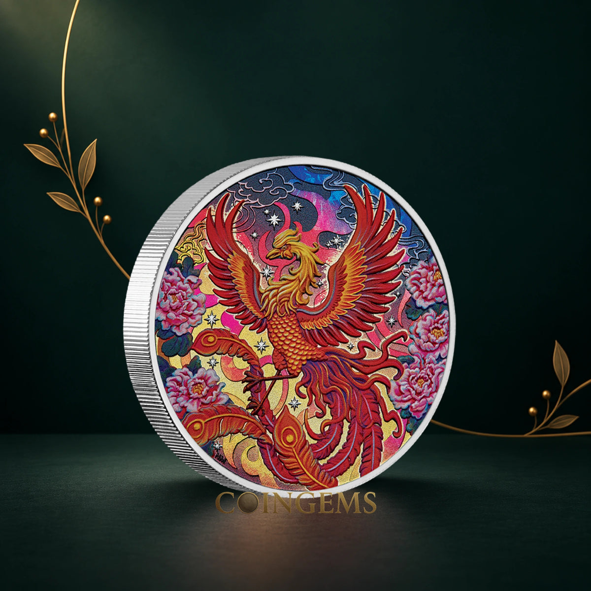 2026 Perth Mint Imperial Vermilion Phoenix 3oz Silver Coloured Coin