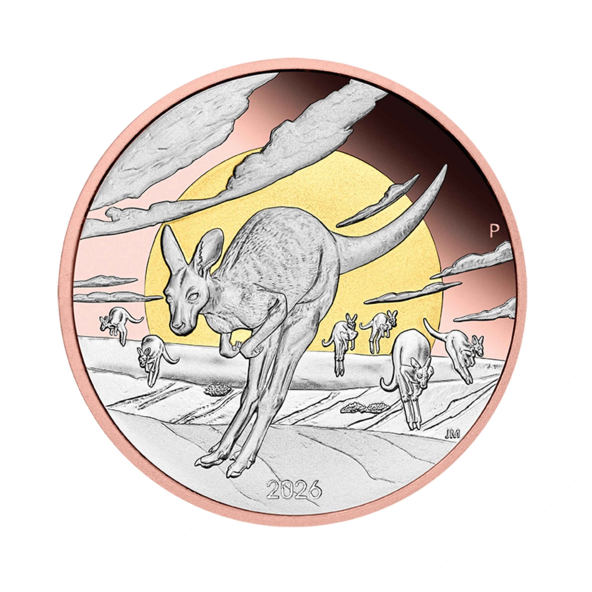 2026 Perth Mint Kangaroo 5oz Silver Proof Gilded Coin