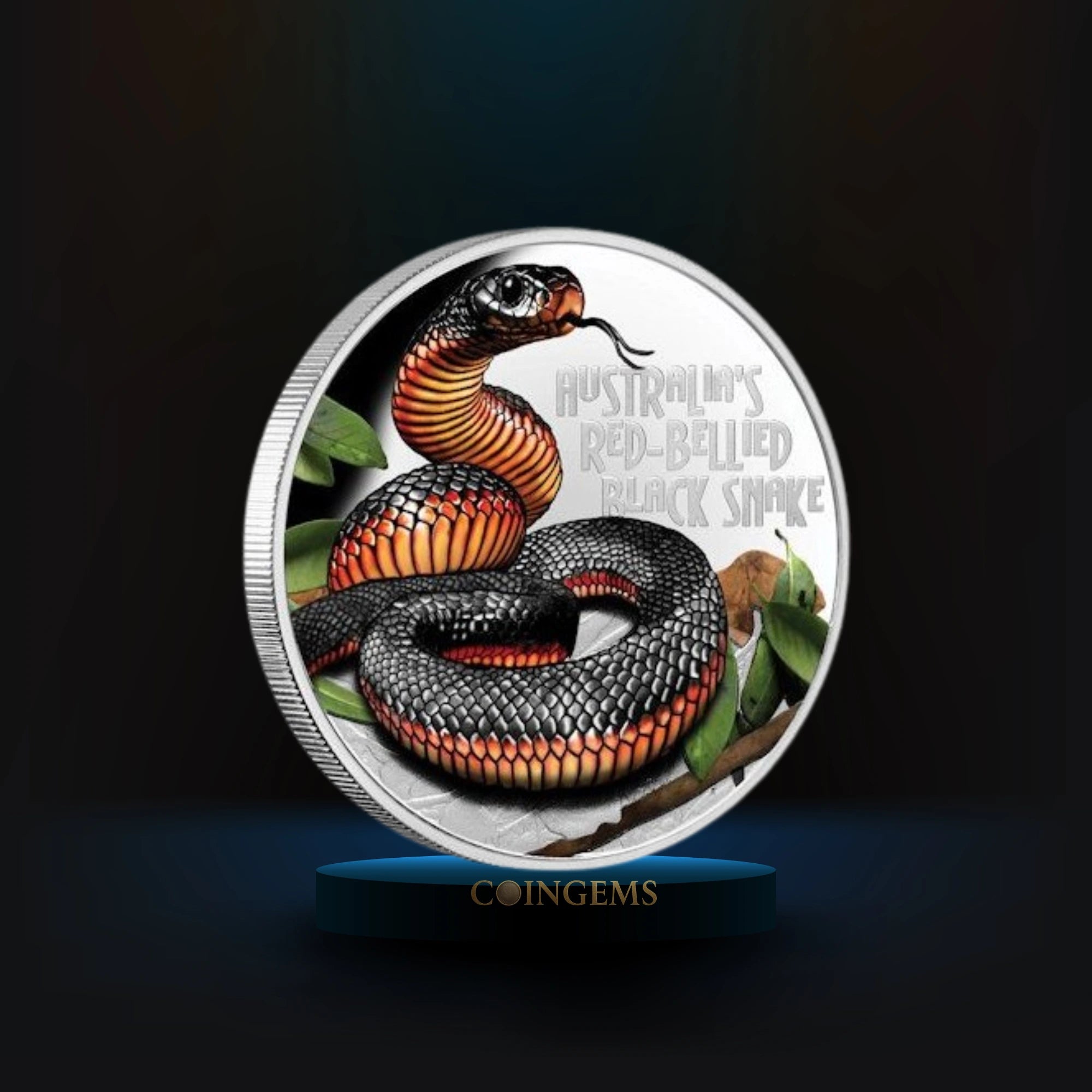 2022 Deadly & Dangerous Red-Bellied Black Snake 1oz Silver Coin