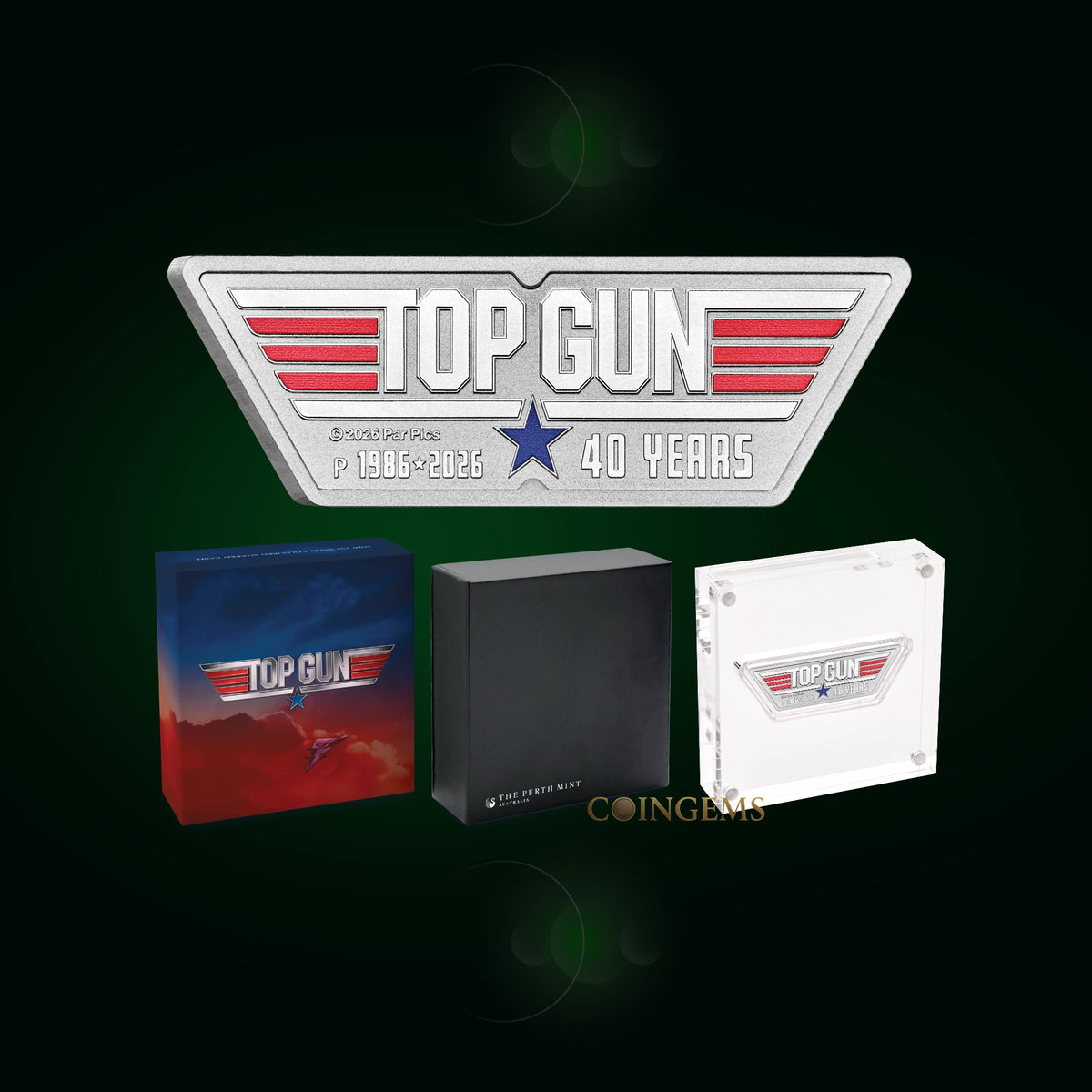 2026 Perth Mint Top Gun 40th Anniversary 1oz Silver Logo Shaped Coin