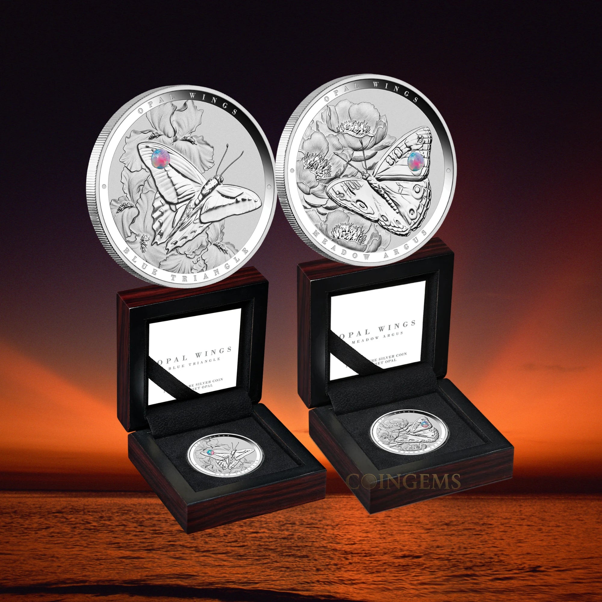 2026 Niue Opal Triangle & Meadow Argus 1oz Silver Proof 2-Coin Set