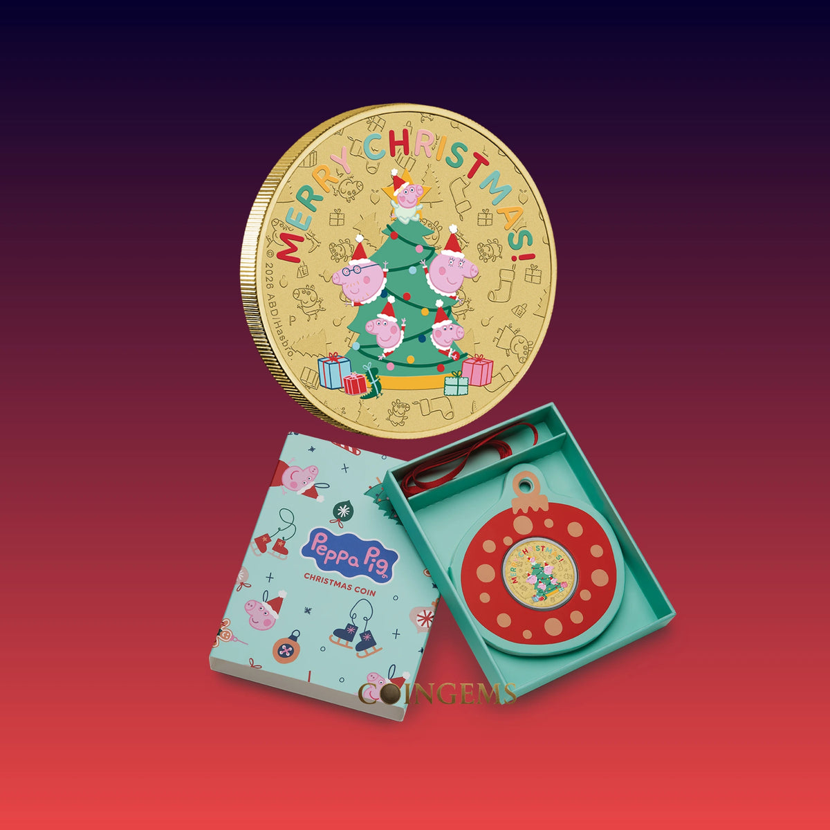 2026 Perth Mint Peppa Pig Christmas Coloured Coin On Card