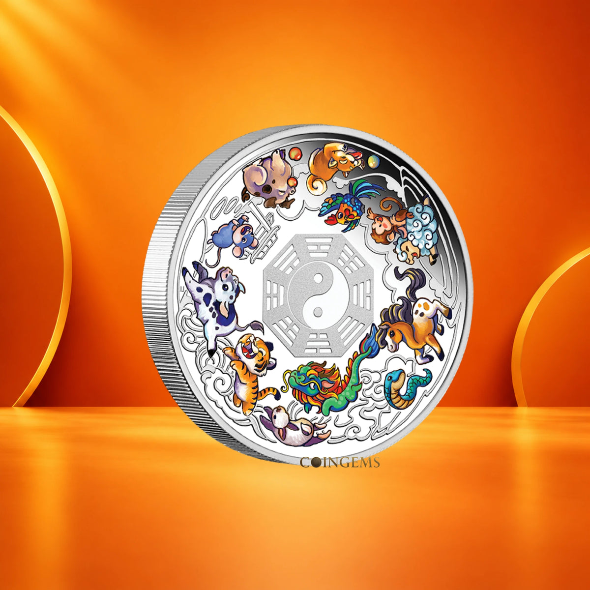 2026 Perth Mint Twelve Baby Lunar Animals 3oz Silver Coloured Proof Coin