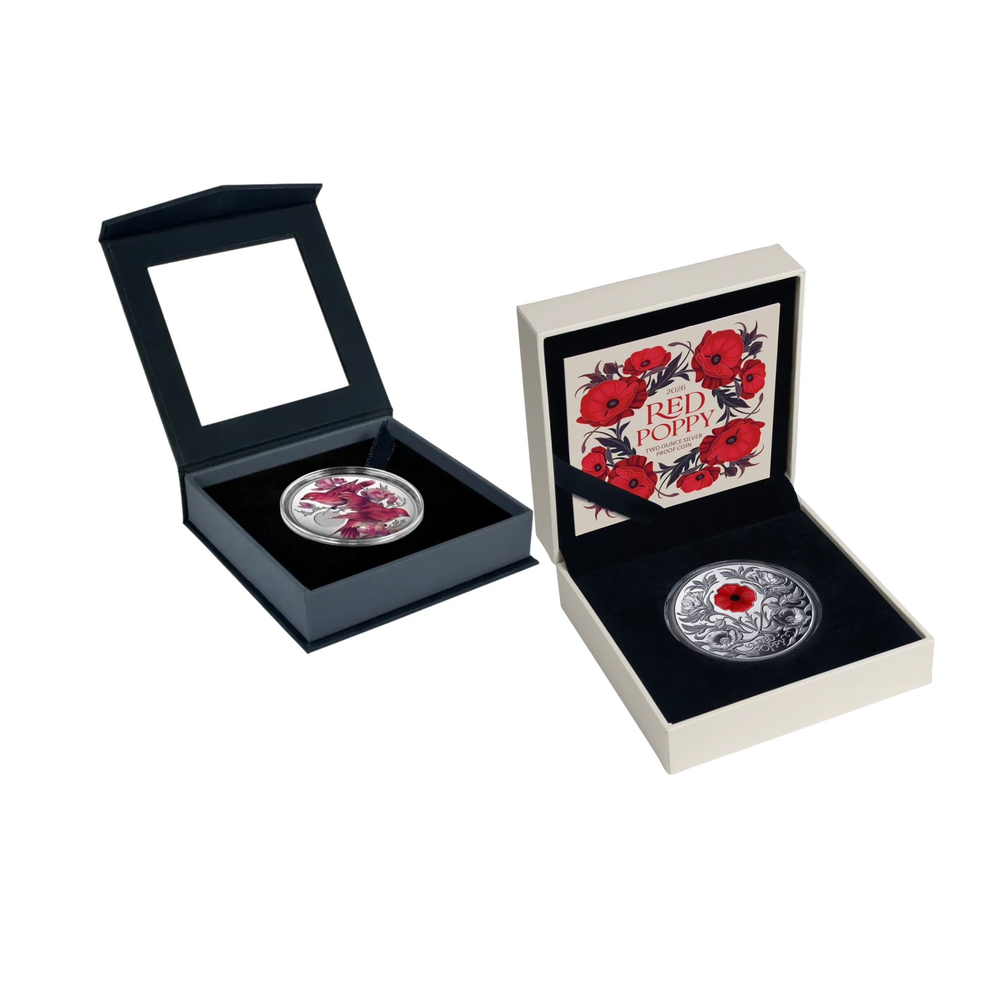 Niue Purple Finch 1oz & Red Poppy 2oz Silver Proof 2 Coin Collection