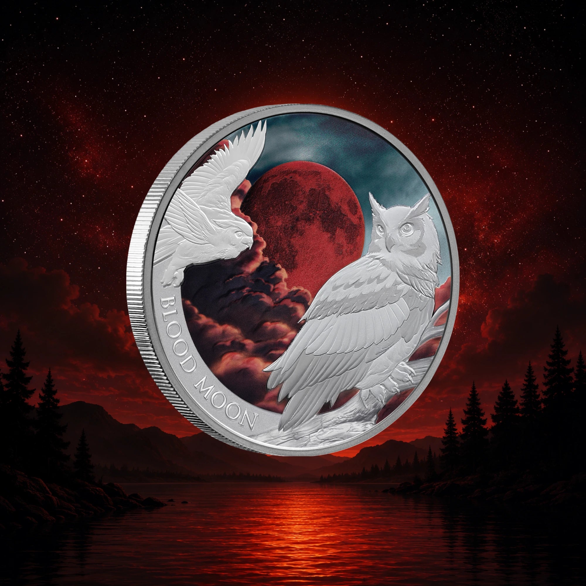 2026 Perth Mint Blood Moon 1oz Silver Coloured Coin