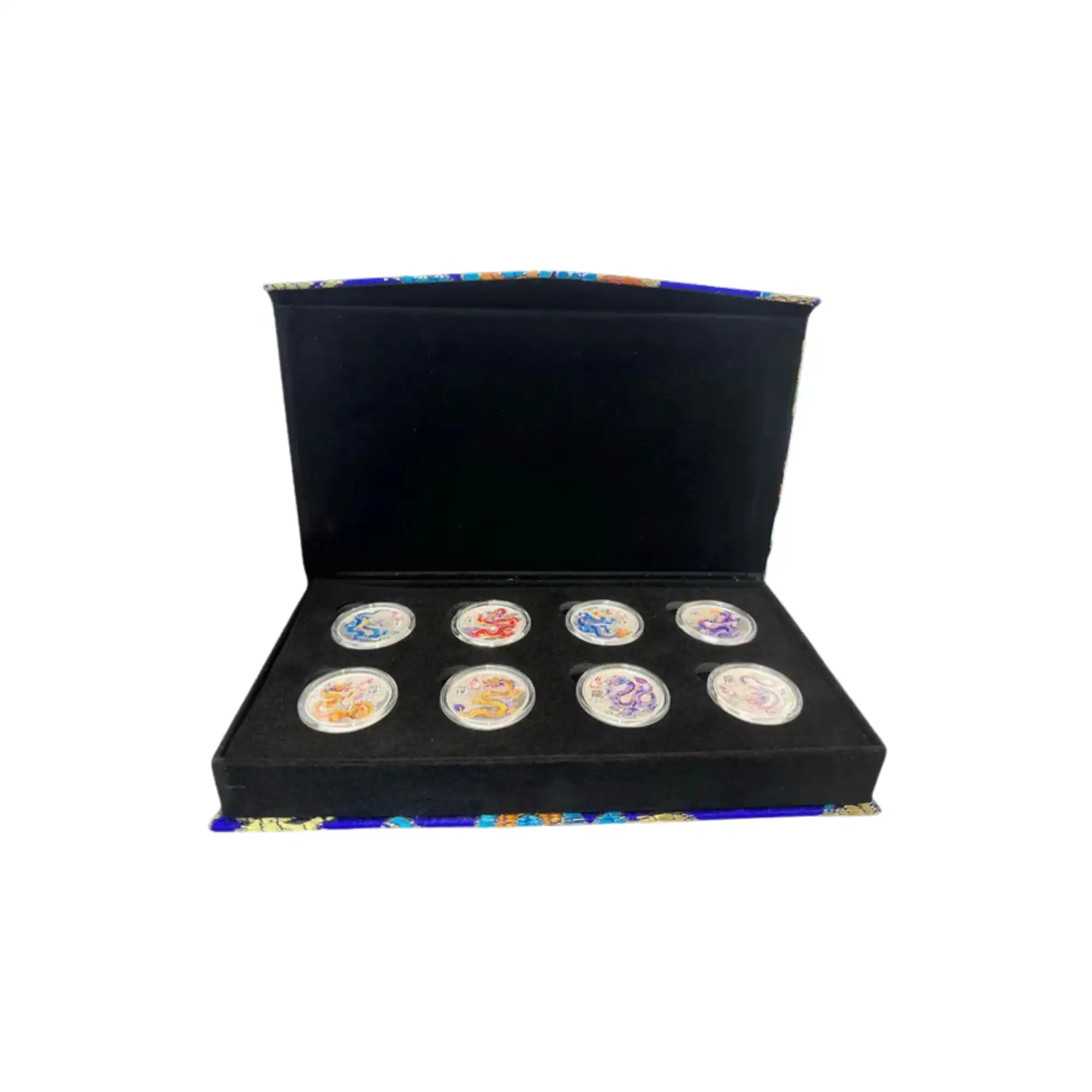 2024 Perth Mint Lunar Dragon 1/2oz Silver Coloured 8-Coin Set Wth Thematic Box