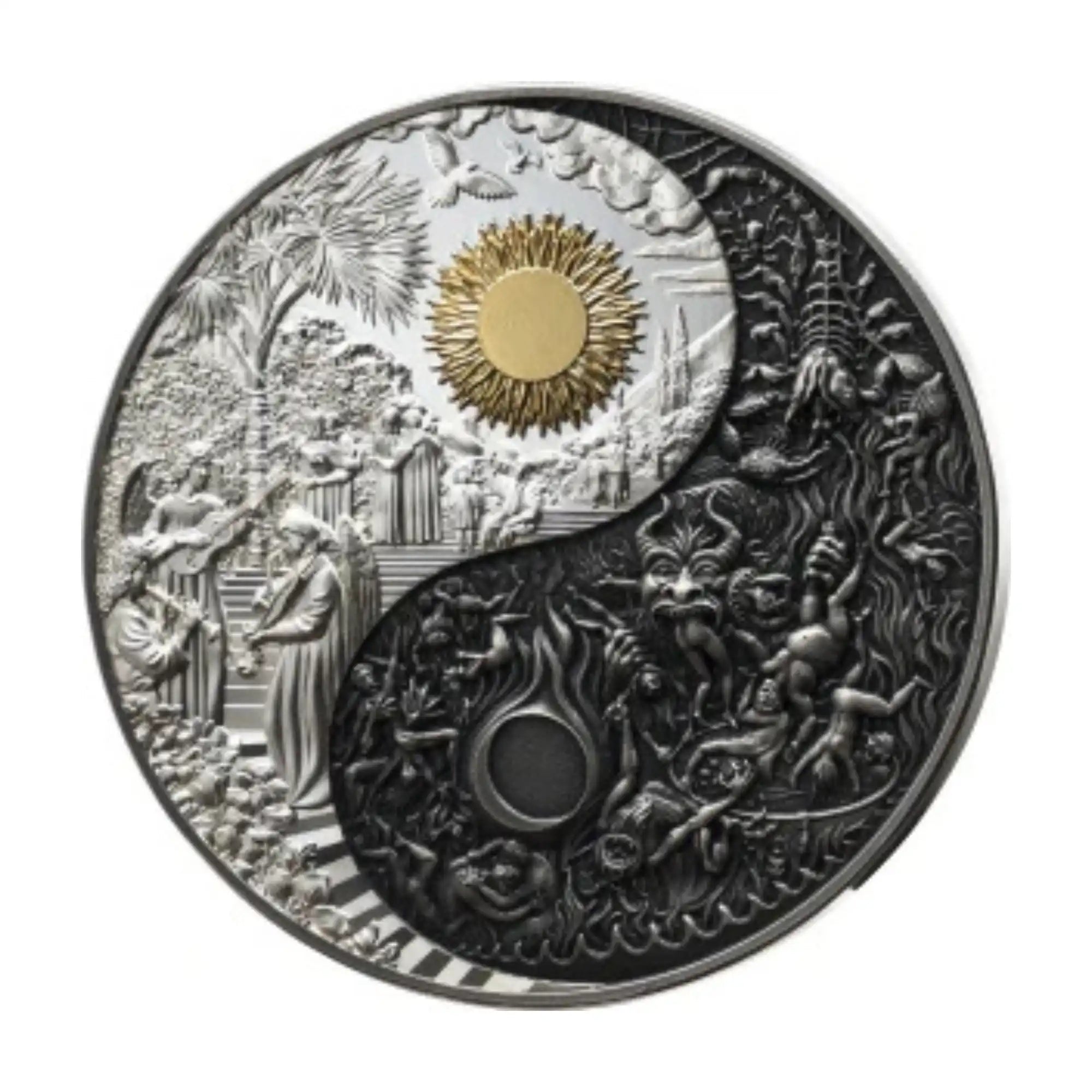 2026 Versus Heaven and Hell 3oz Silver Prooflike Gold-Plated Coin