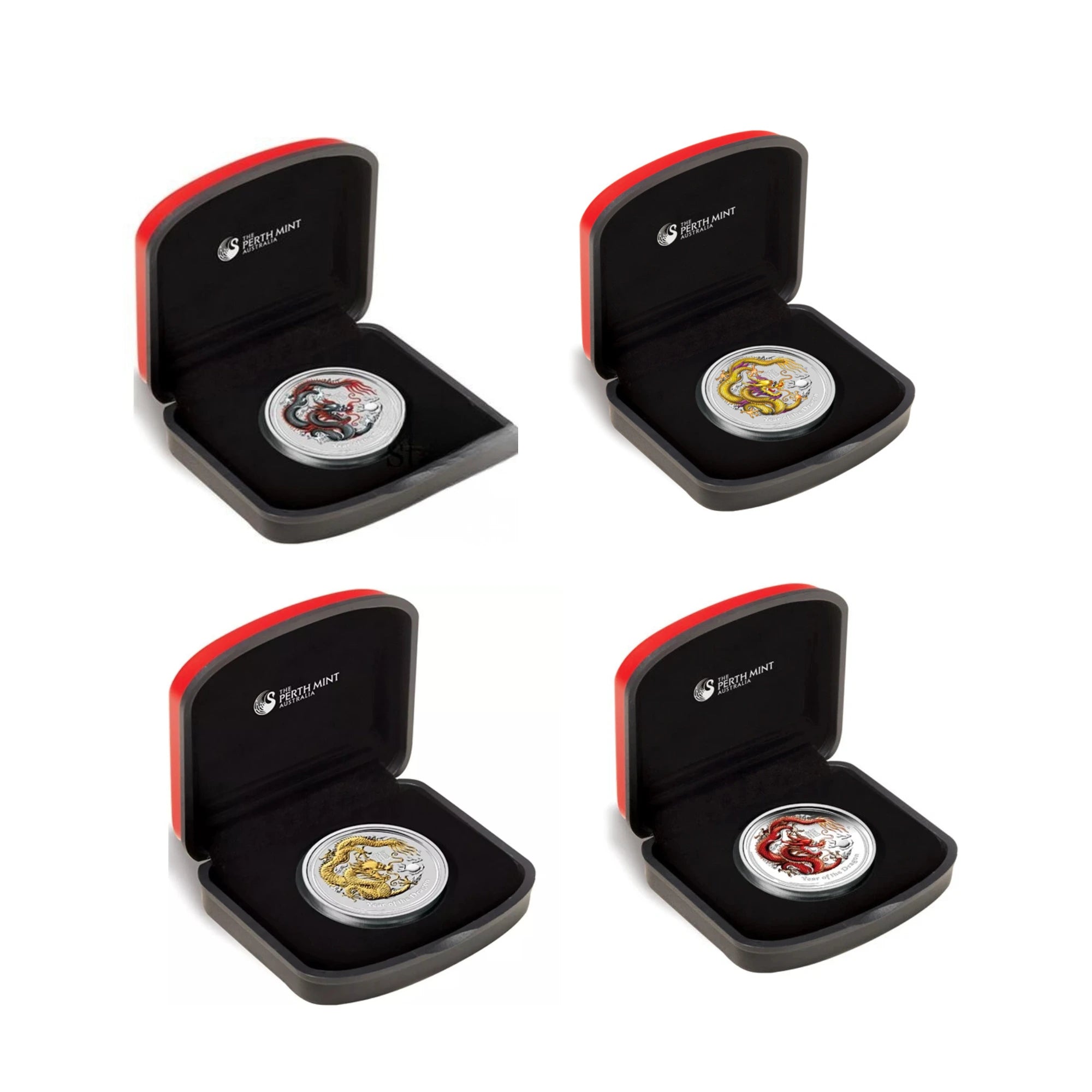 2012 Perth Mint Lunar Dragon 1oz Silver 4 Coin Collection