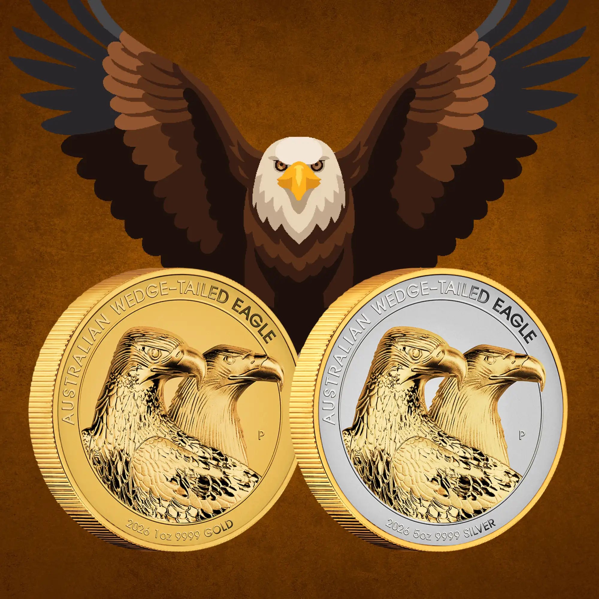 2026 Perth Mint Wedge-Tailed Eagle 1oz Gold & 5oz Silver 2-Coin Collection