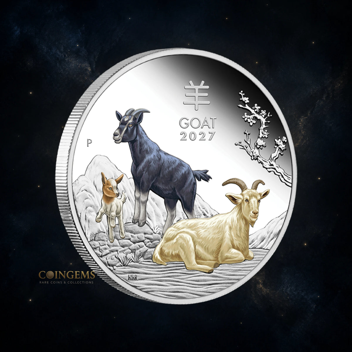 2027 Perth Mint Goat 1oz Silver Proof Coloured Coin
