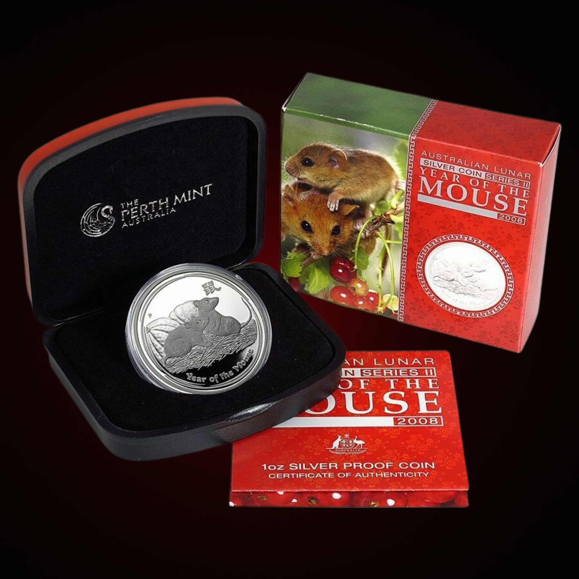 2008 Perth Mint Lunar Mouse 1oz Silver Proof Coin