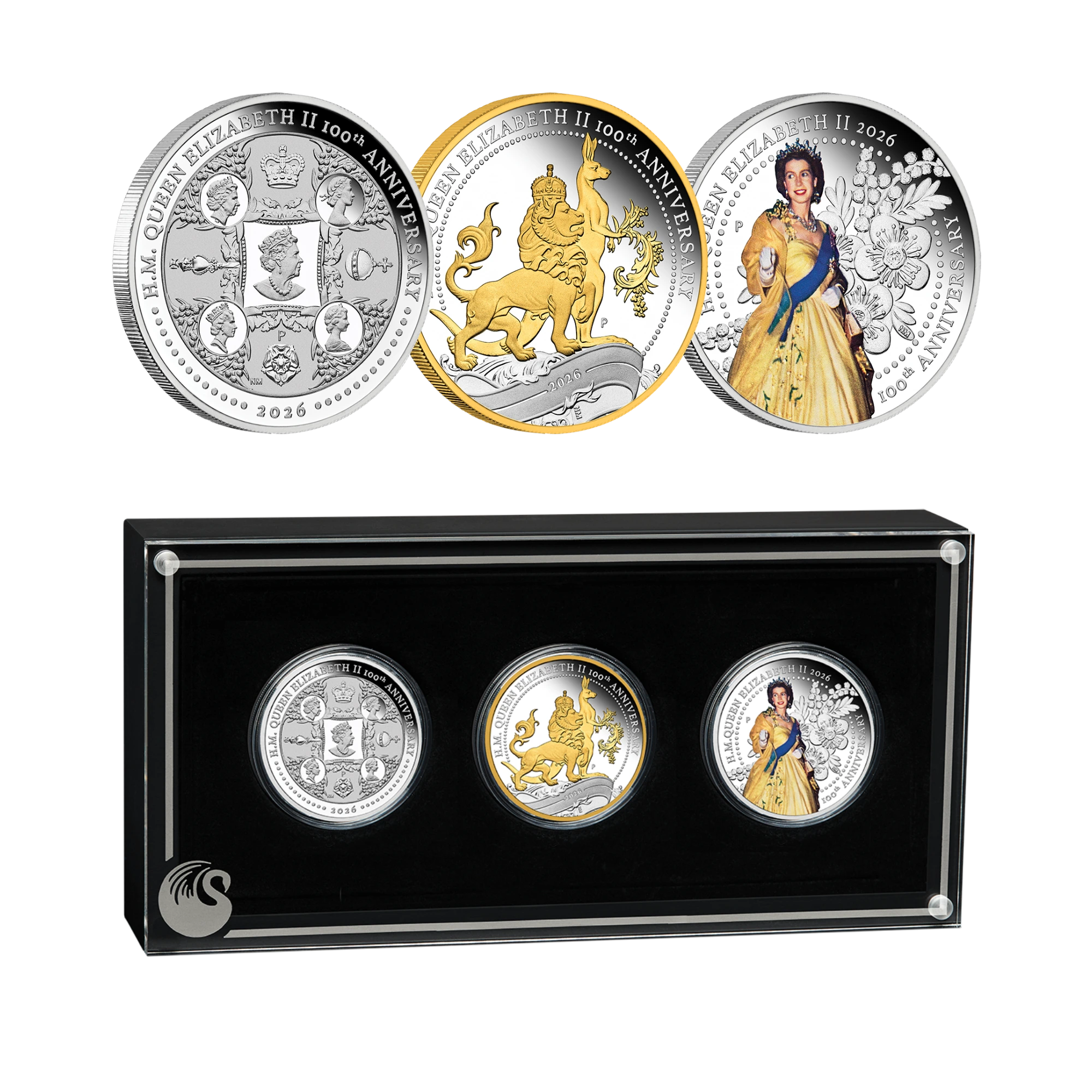2026 Perth Mint Queen Elizabeth II 100th Anniversary 1oz Silver Proof Three Coin Set - Pre Oder