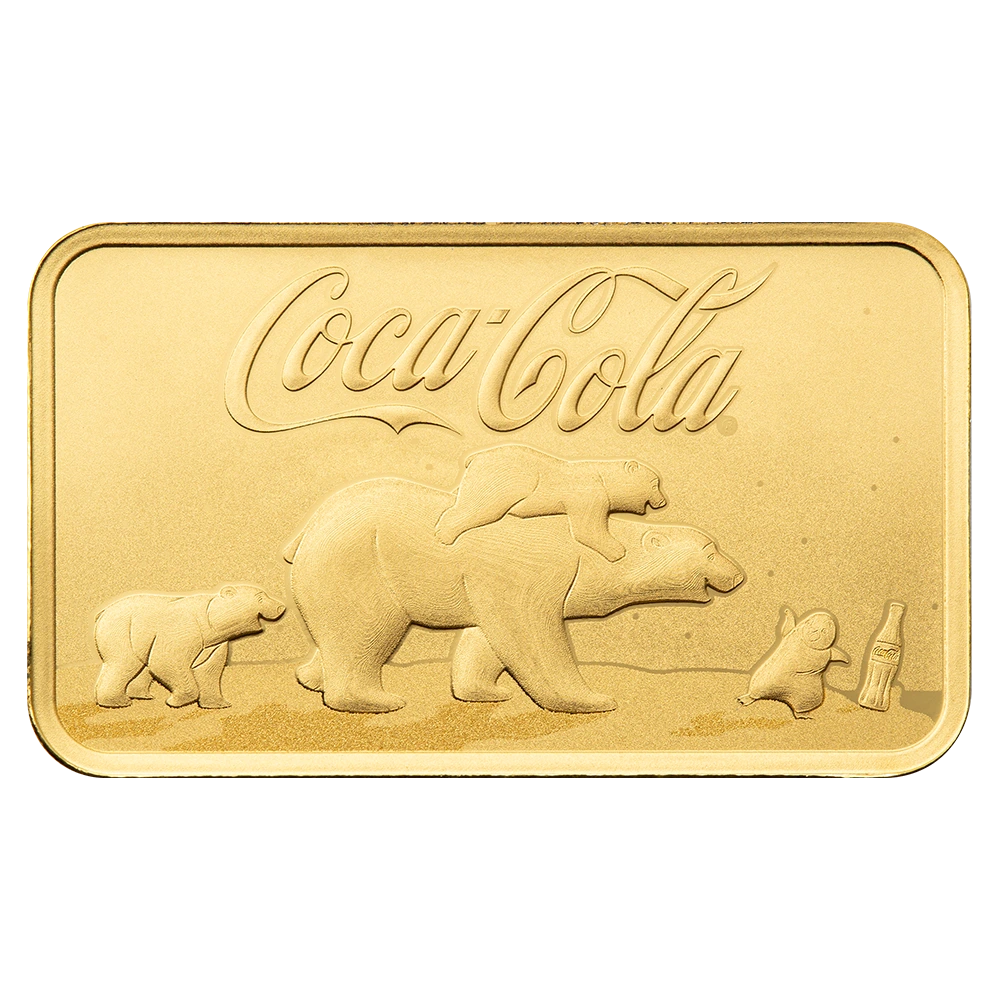 Pamp Coca-Cola Holiday Polar Bears 5g Gold Minted Bar