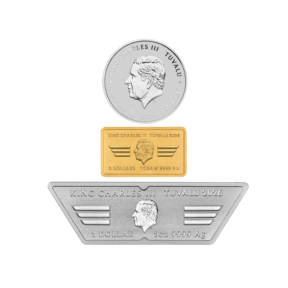 2026 Perth Mint Top Gun 1oz Silver & 1g Gold 3 Coin Collection