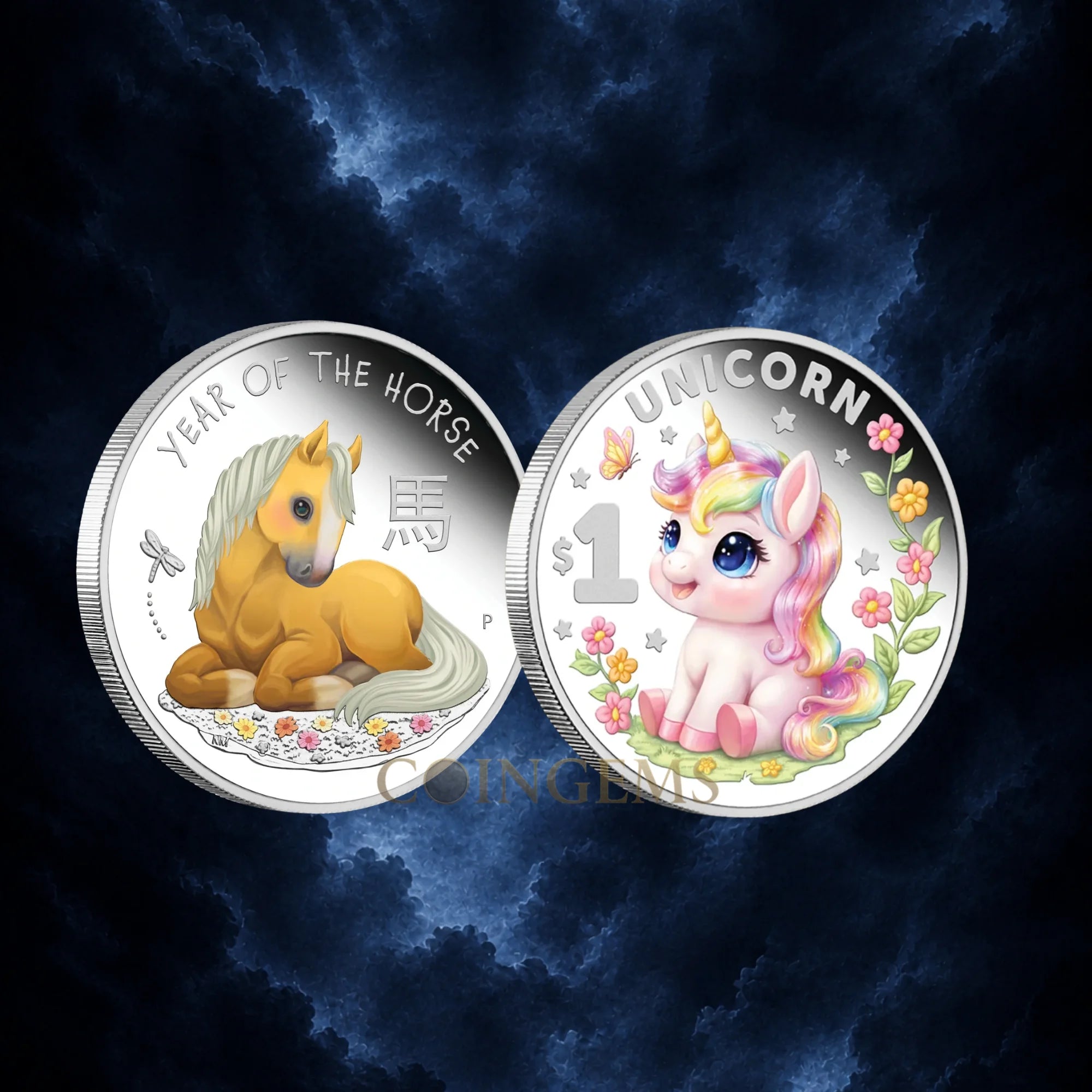 2026 Baby Horse & Baby Unicorn 1/2oz Silver Proof 2 Coin Collection