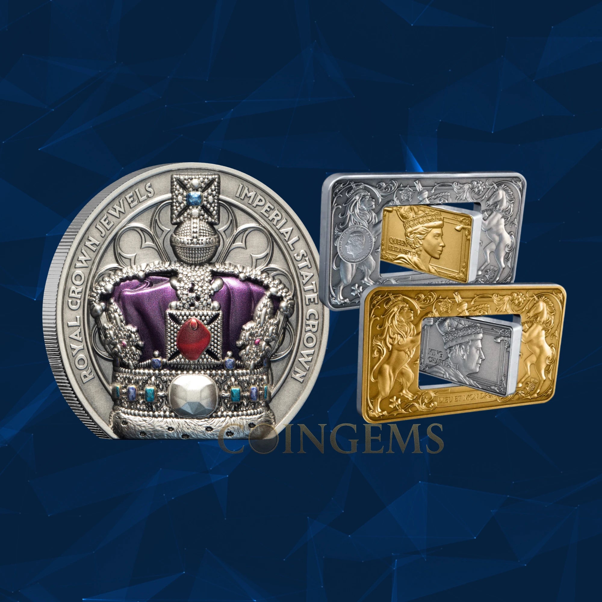 2026 Imperial Crown & Revolving Rectangle 2oz Antiqued 2 Coin Collection