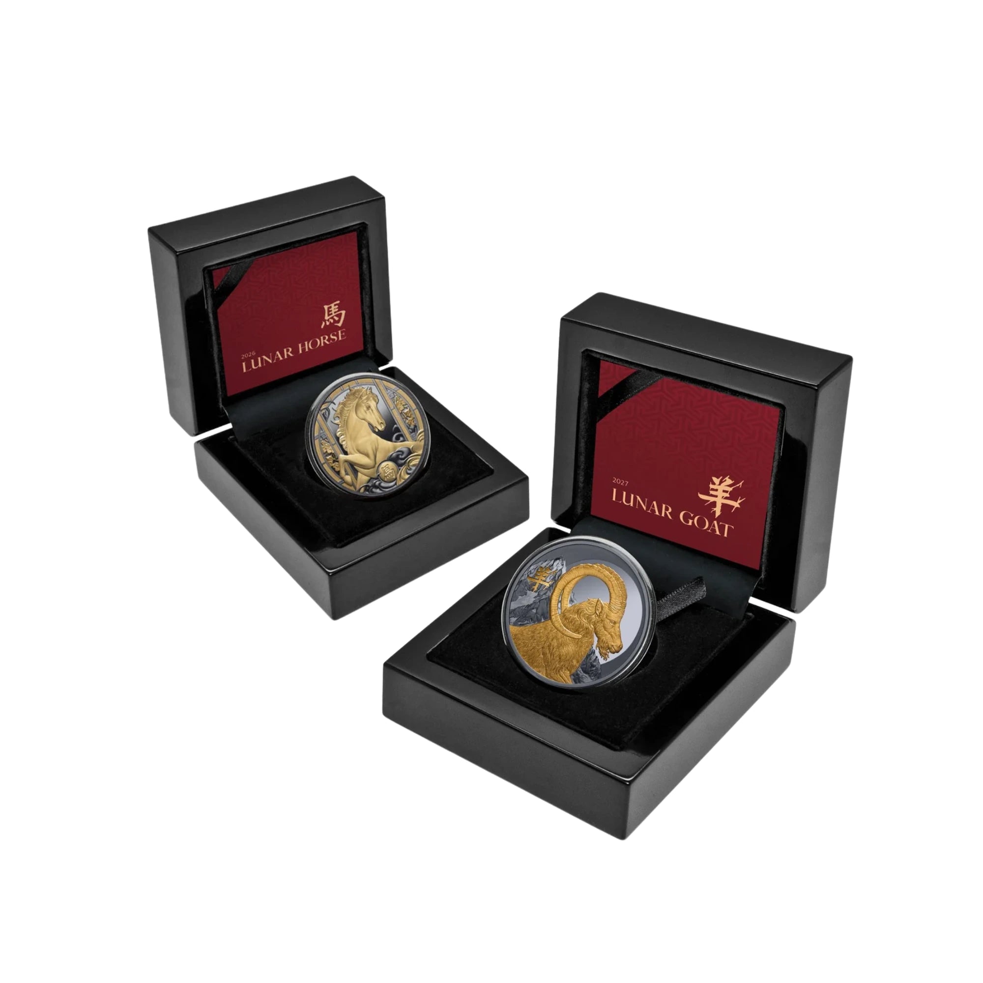 2026-2027 Niue Lunar Horse & Goat 1oz Silver Gold Plated 2 Coin Collection
