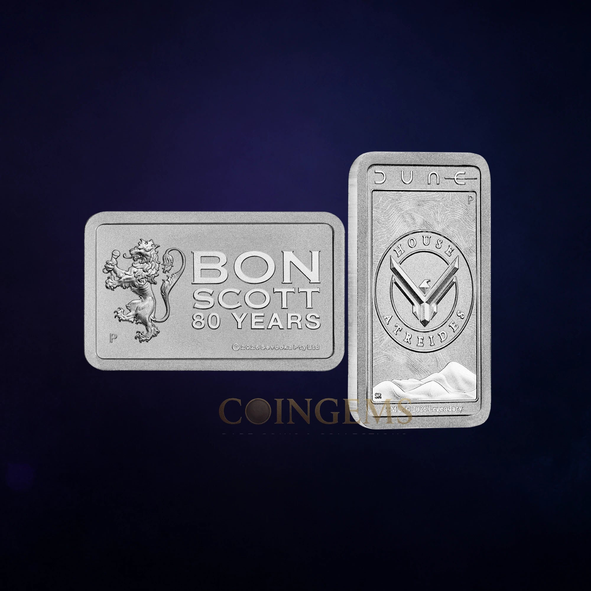 2026 Perth Mint Bon Scott & Dune 10g Silver 2 Bar Collection