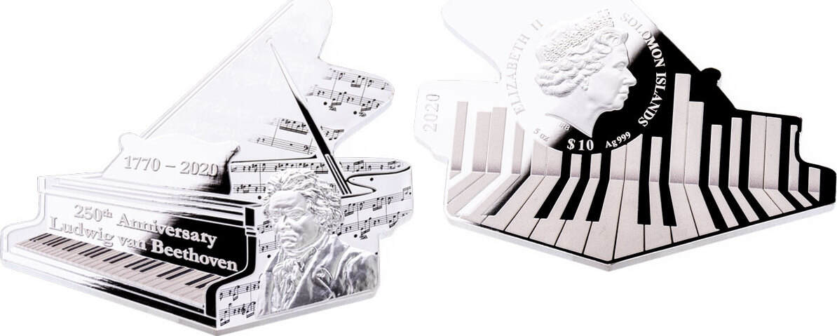 2020 Solomon Ludwig van Beethoven Piano  5oz Silver Proof Coin