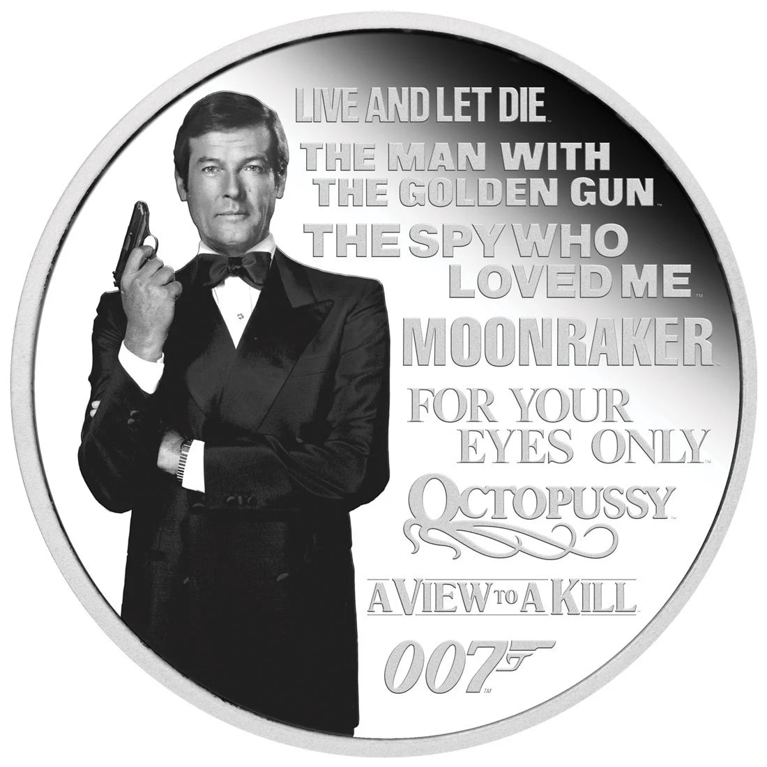 2022 Perth Mint  James Bond Legacy Roger Moore 1oz Silver Proof Coloured Coin