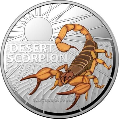 2023 RAM Most Dangerous Desert Scorpion 1oz Silver Coloured Proof Coin.