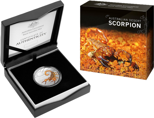 2023 RAM Most Dangerous Desert Scorpion 1oz Silver Coloured Proof Coin.