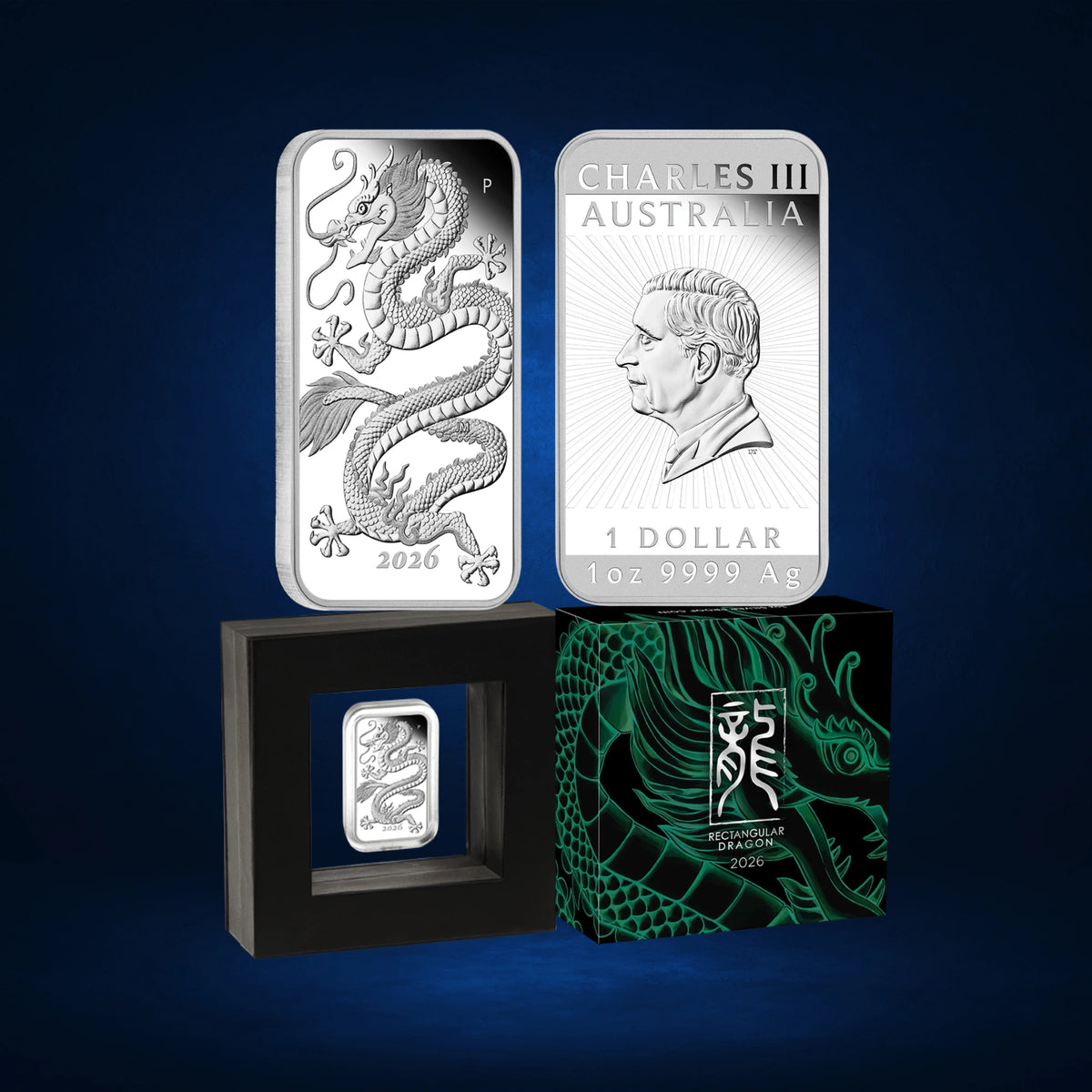 2026 Perth Mint Dragon 1oz Silver Proof Rectangular Bar