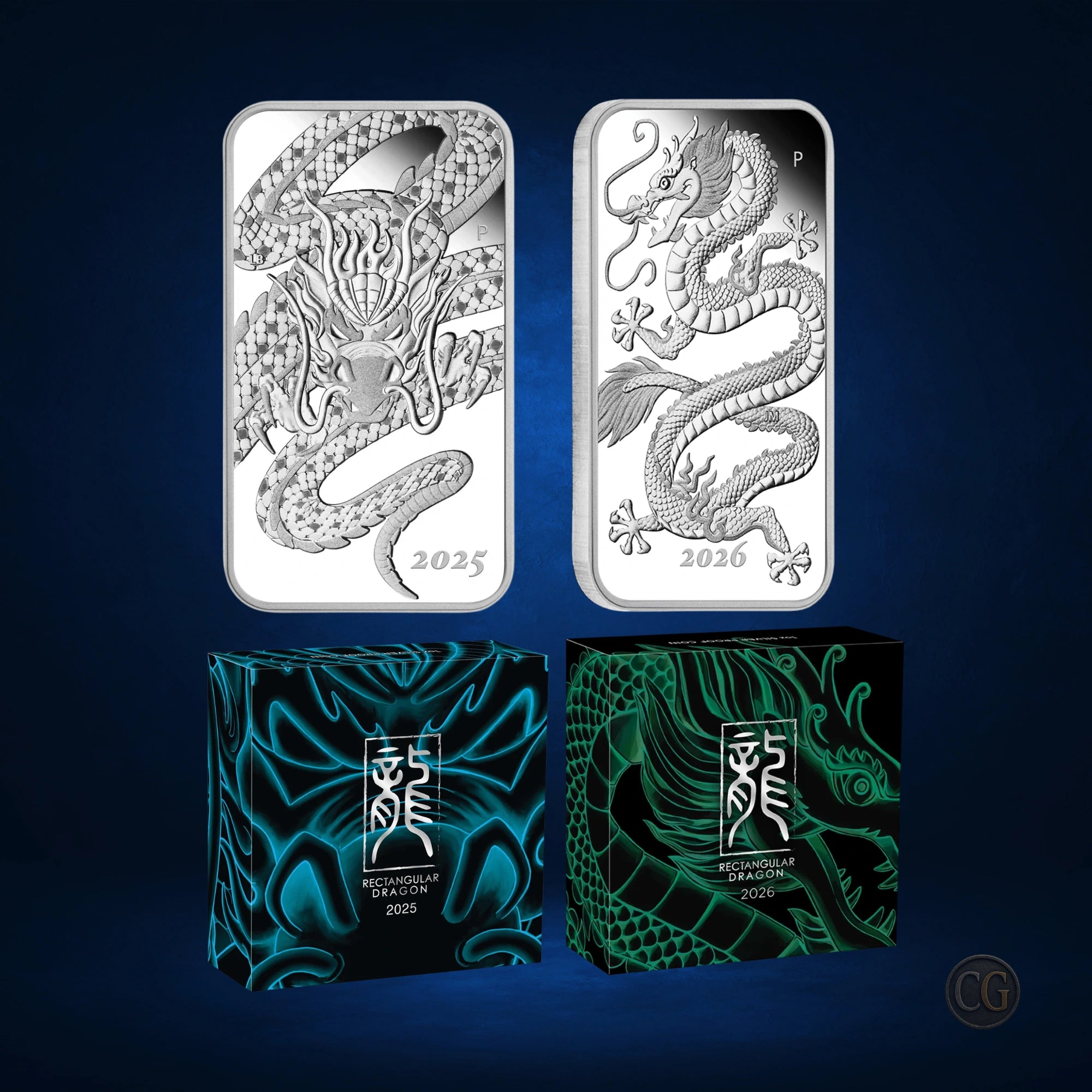 2025–2026 Perth Mint Dragon 1oz Silver Proof 2 Bar Collection