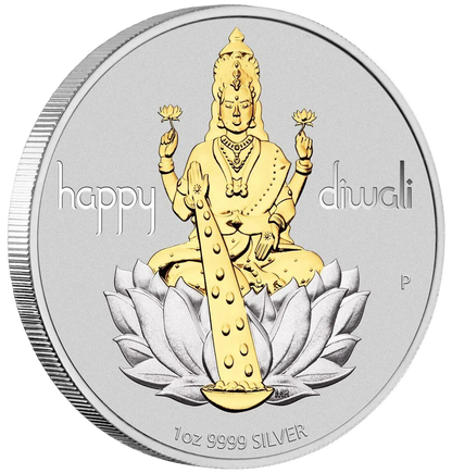 2020 Perth Mint Happy Diwali 1oz Silver Gilded Medallion