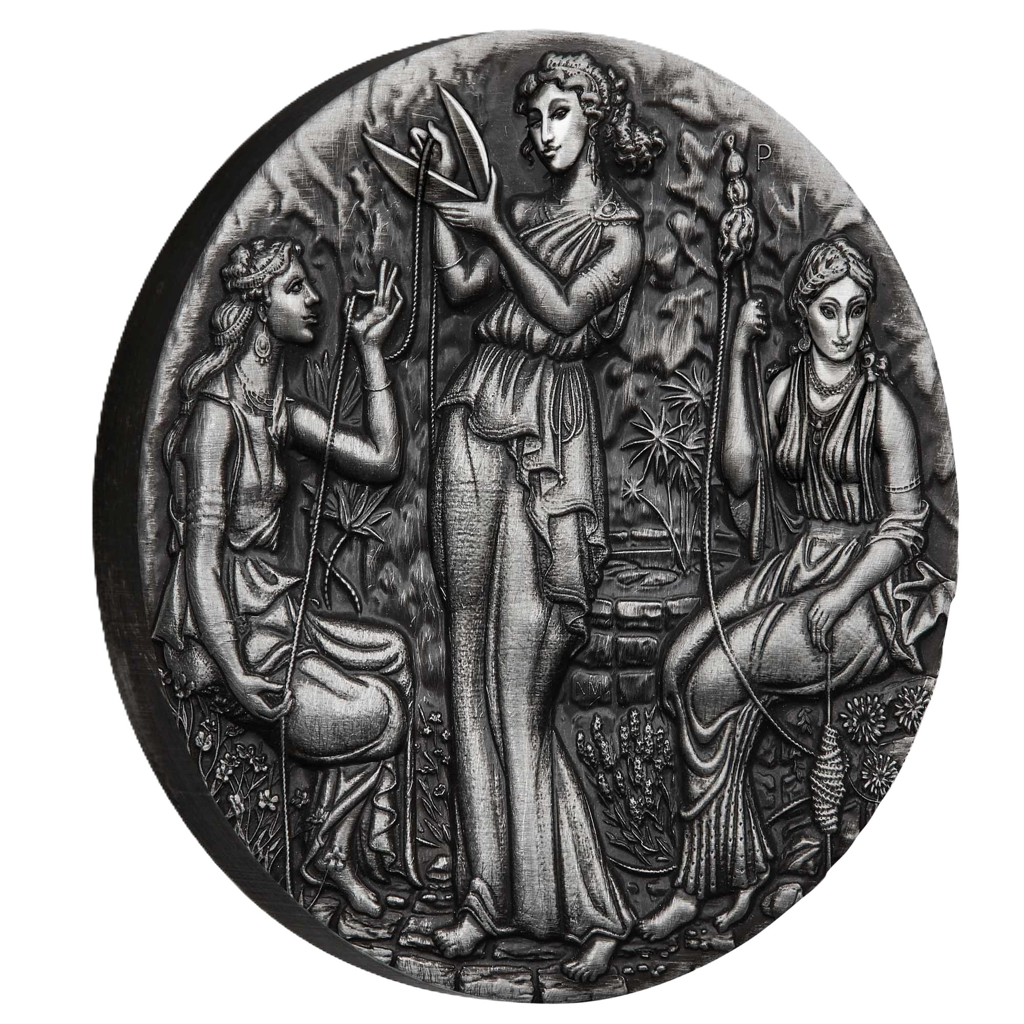 2025 Perth Mint Fate The Moirai 2oz Silver Antiqued High Relief Coin