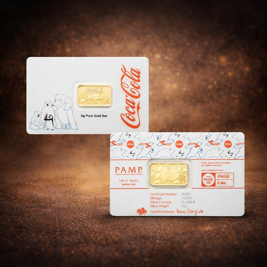Pamp Coca-Cola Holiday Polar Bears 5g Gold Minted Bar